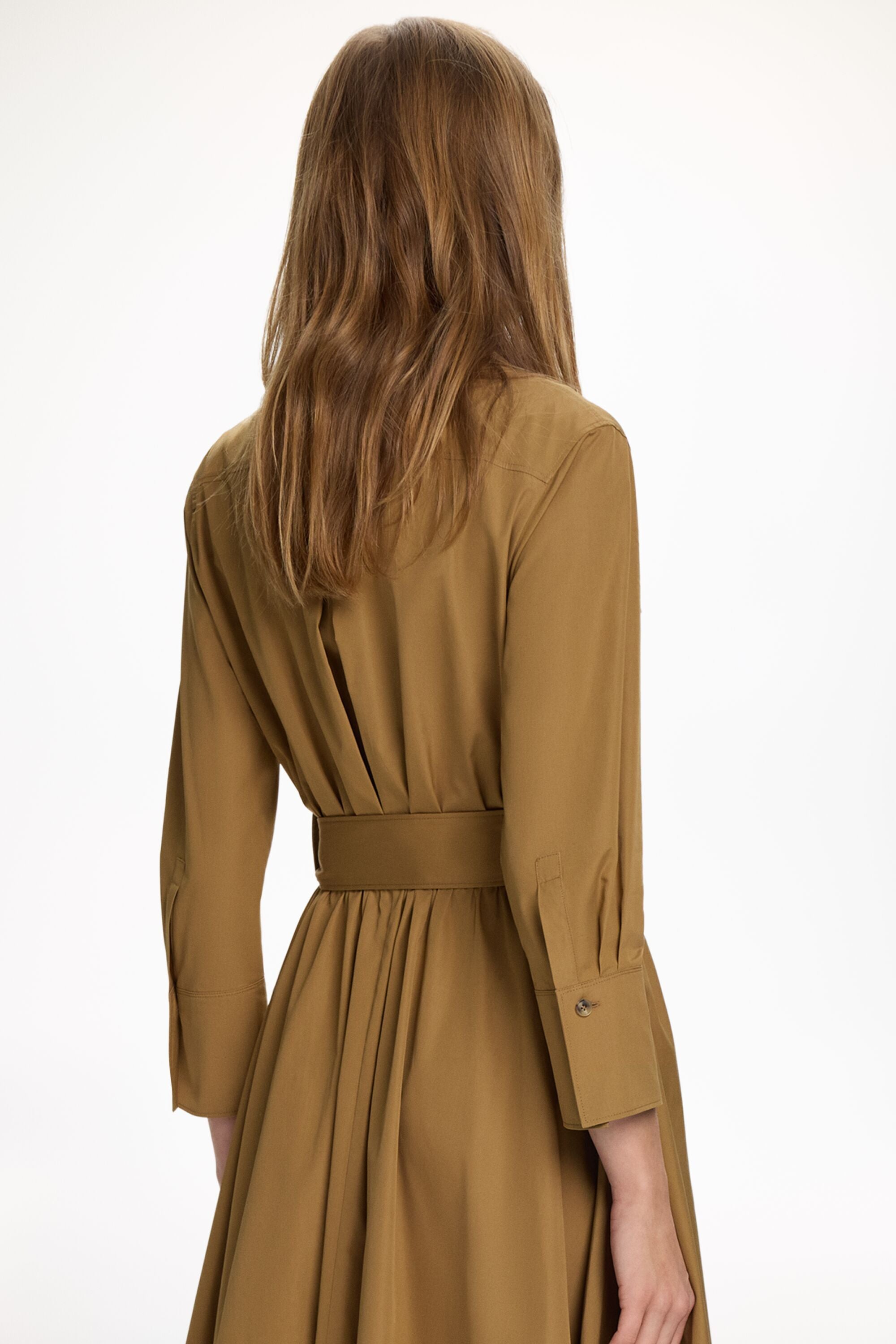 poplin midi shirt dress Scoop Women's Side Knot Poplin Midi Shirt Dress with Long Sleeves, Sizes  XS-XXL