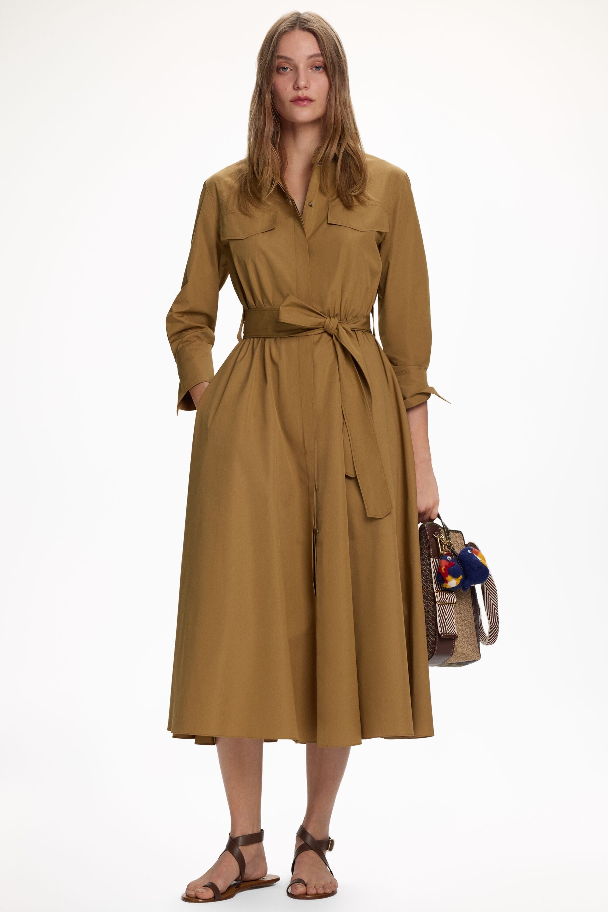 Poplin Midi Shirt Dress camel - CH Carolina Herrera United States Poplin Midi Shirt Dress camel - CH Carolina Herrera United States