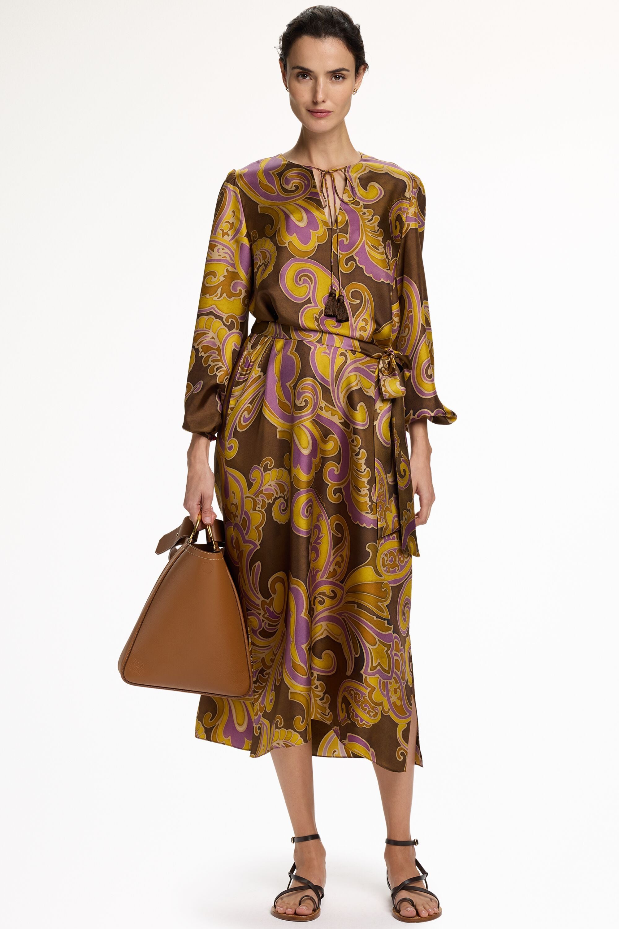 Paisley Print Silk Twill Dress brown/multicolor - CH Carolina Herrera  United States