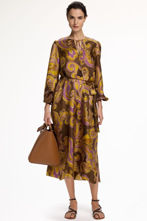 VESTIDO DE TWILL DE SEDA ESTAMPADO PAISLEY
