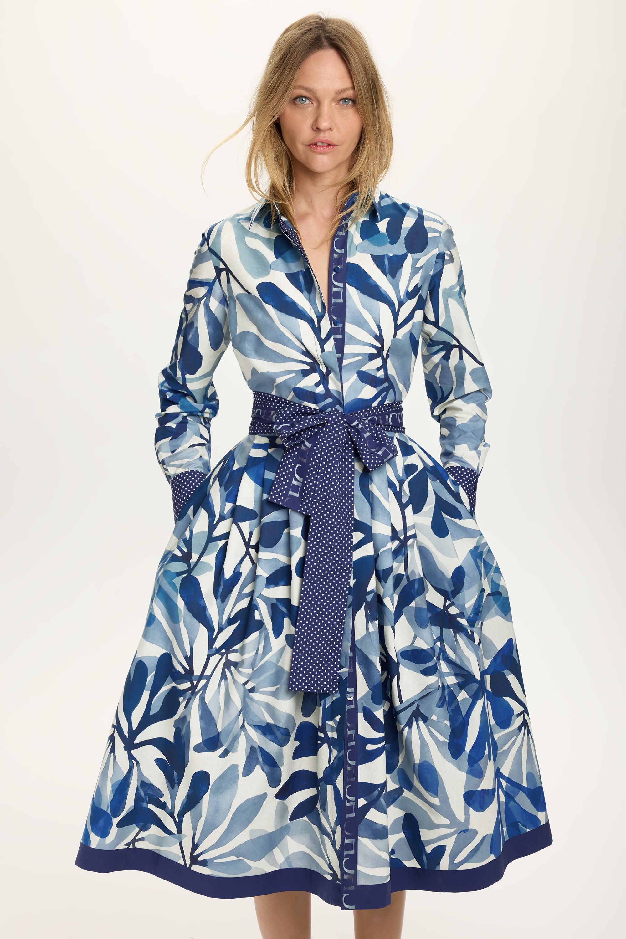 blue and white floral shirt dress Sassy Shortcake Floral Cove Dress main image 1