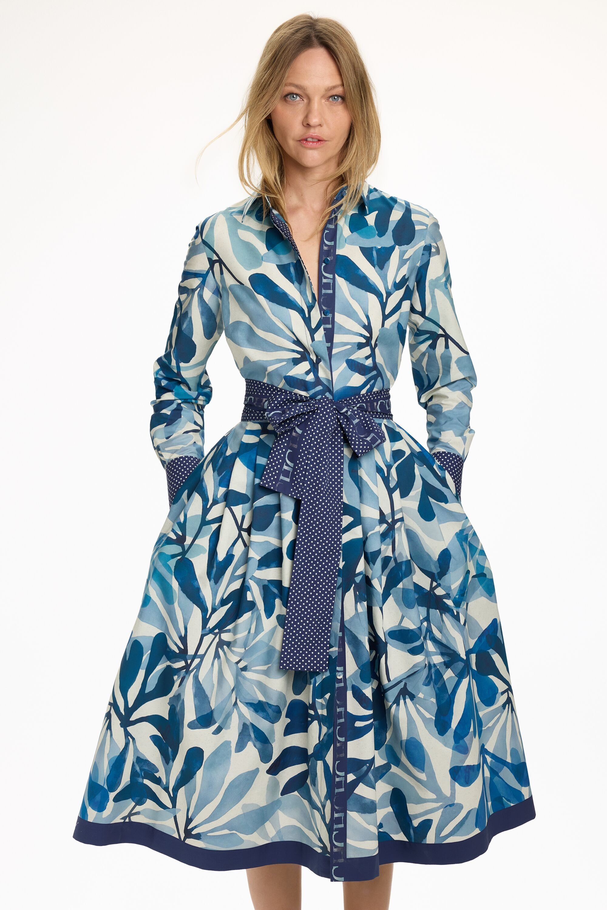 Seaflora Print Poplin Shirt Dress