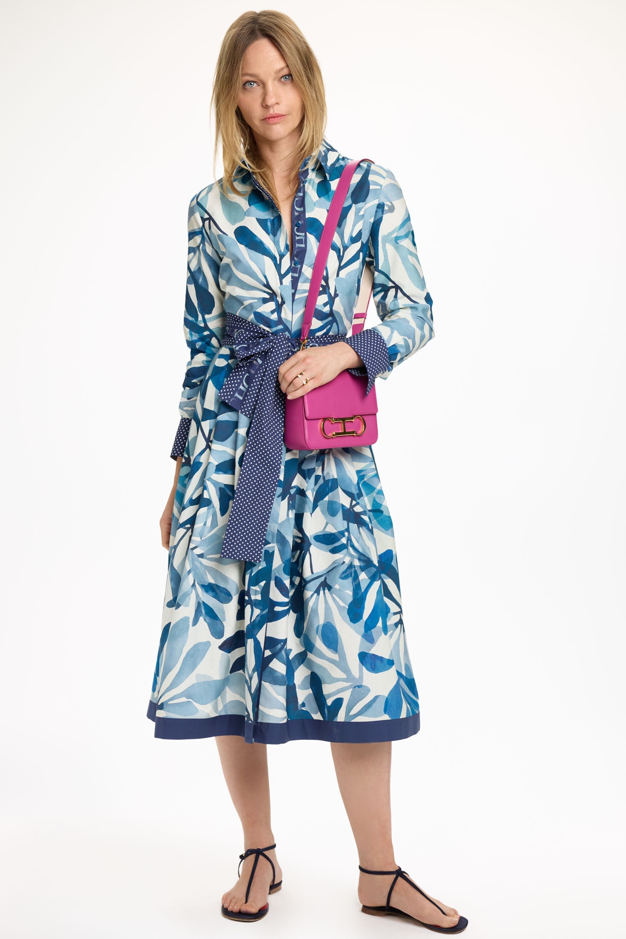 Seaflora Print Poplin Shirt Dress blue - CH Carolina Herrera