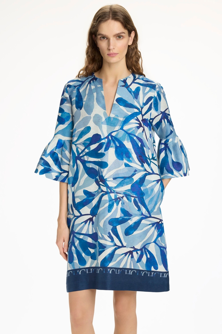 Seaflora Print Silk A-Line Dress