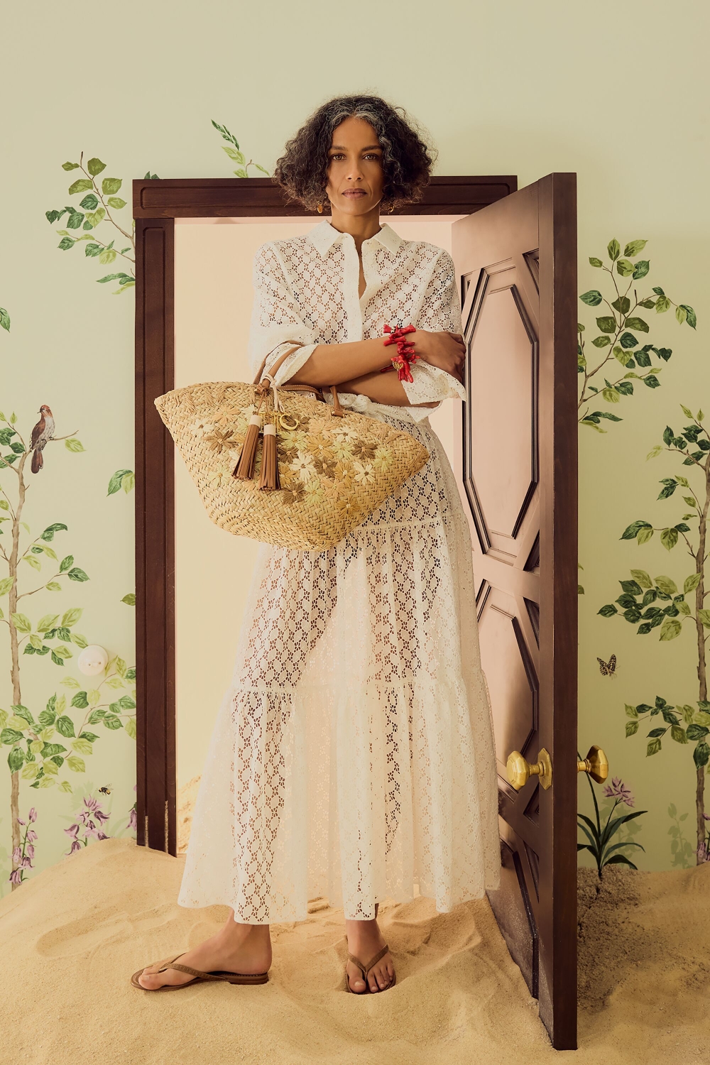 COTTON SHIRT DRESS WITH CUT-OUT EMBROIDERY
