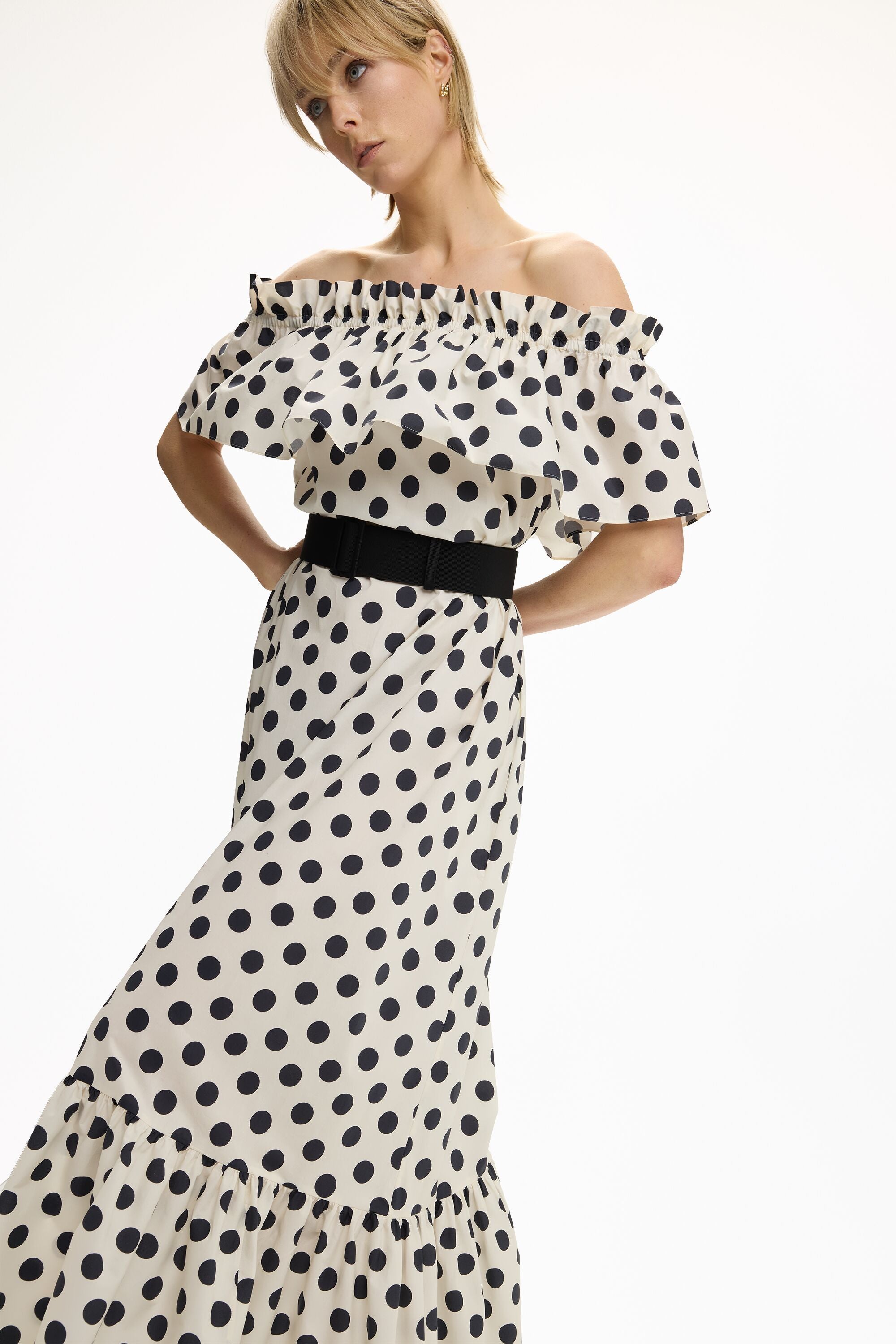 chinese dress ladies Fit N Flare Polka Dot Dress