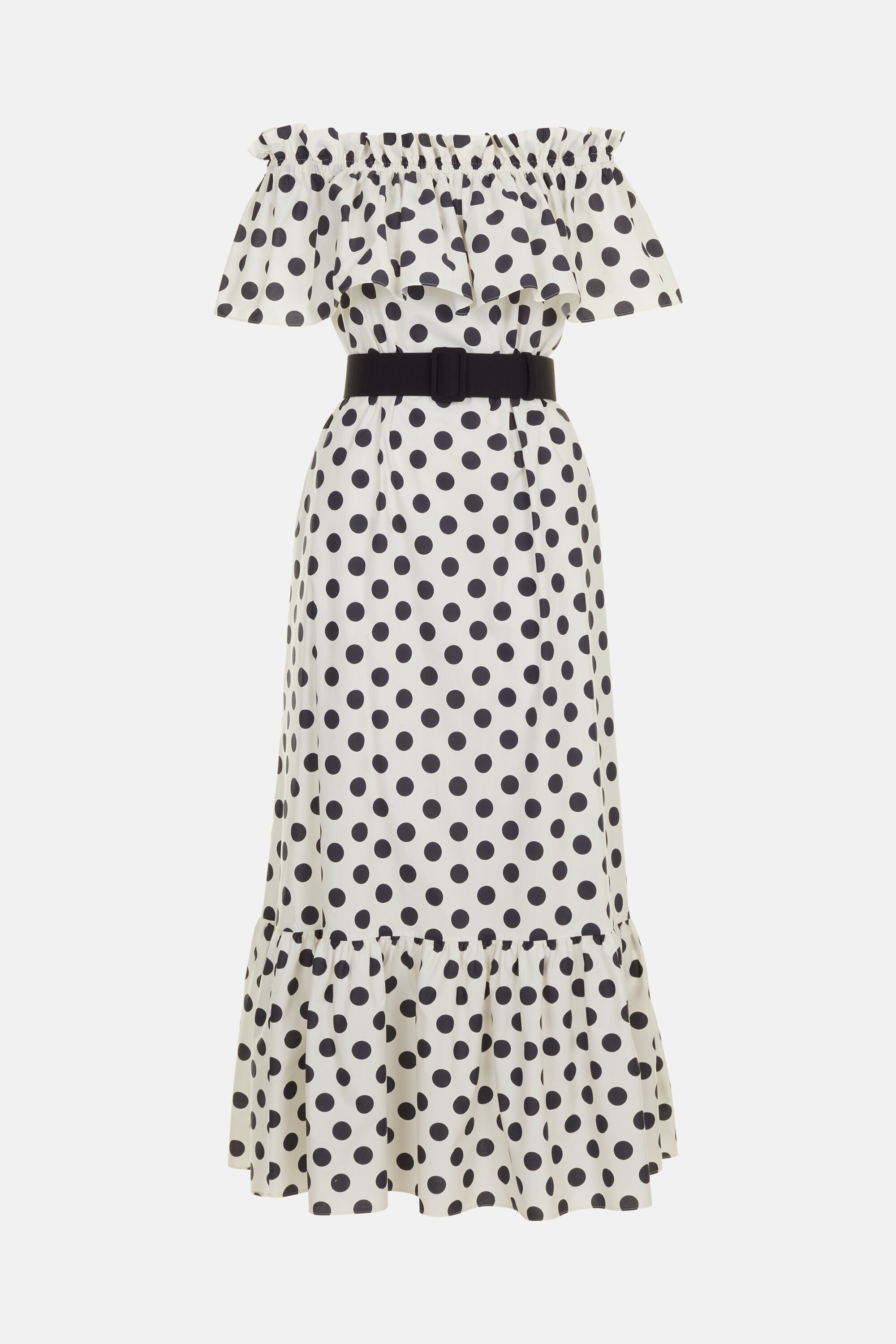 Polka Dots Print Poplin A-Line Dress ivory/black - CH Carolina Herrera  United States