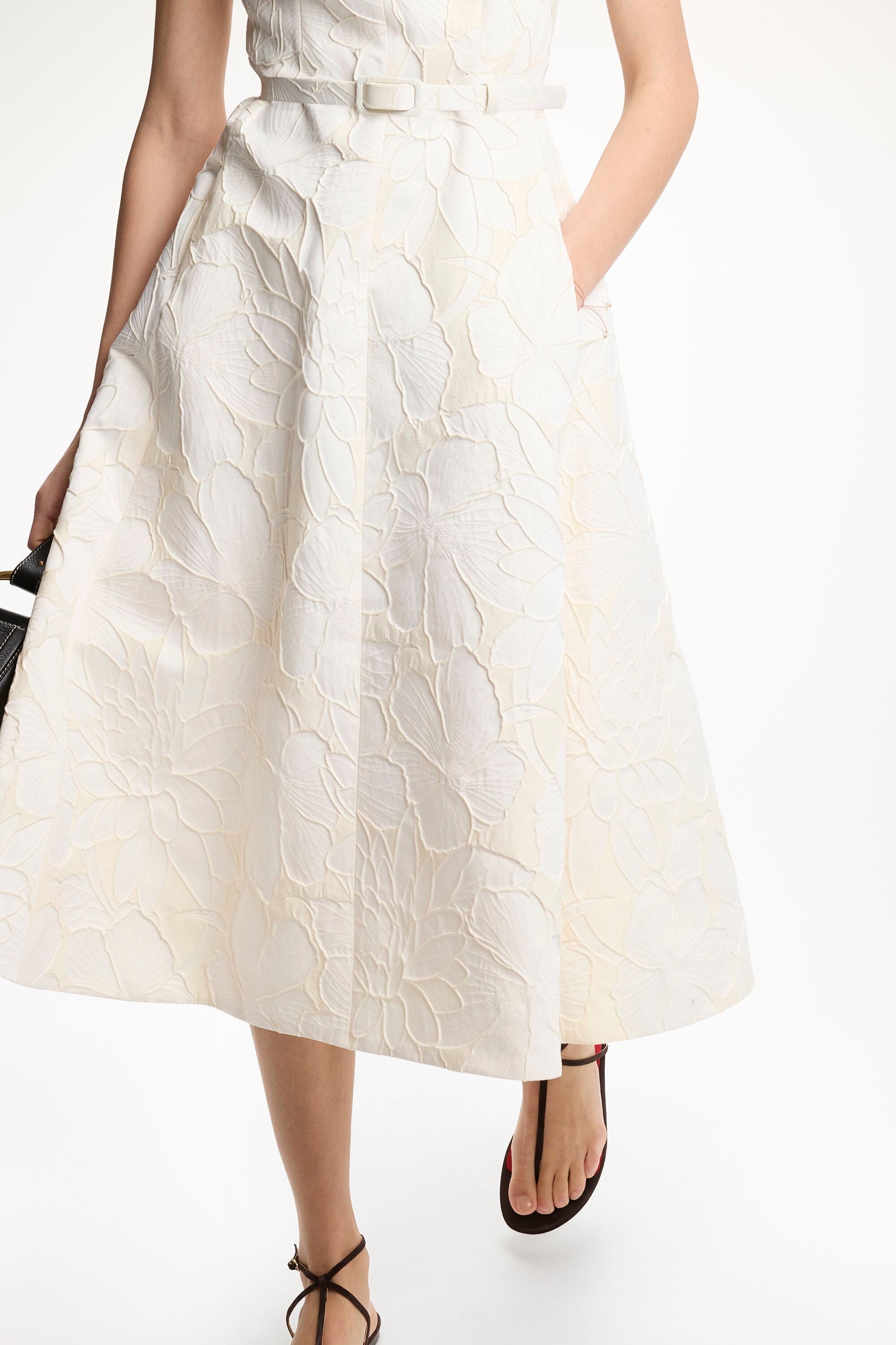 Jacquard A-Line Midi Dress beige - CH Carolina Herrera United States