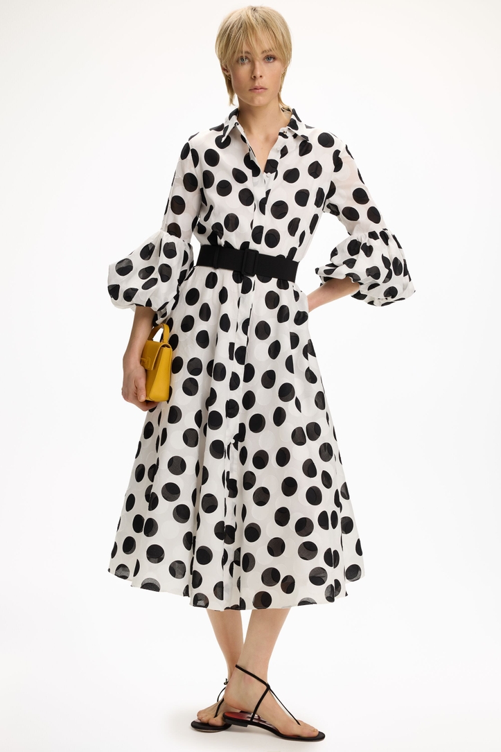 Polka Dots Fil Coupé Shirt Dress