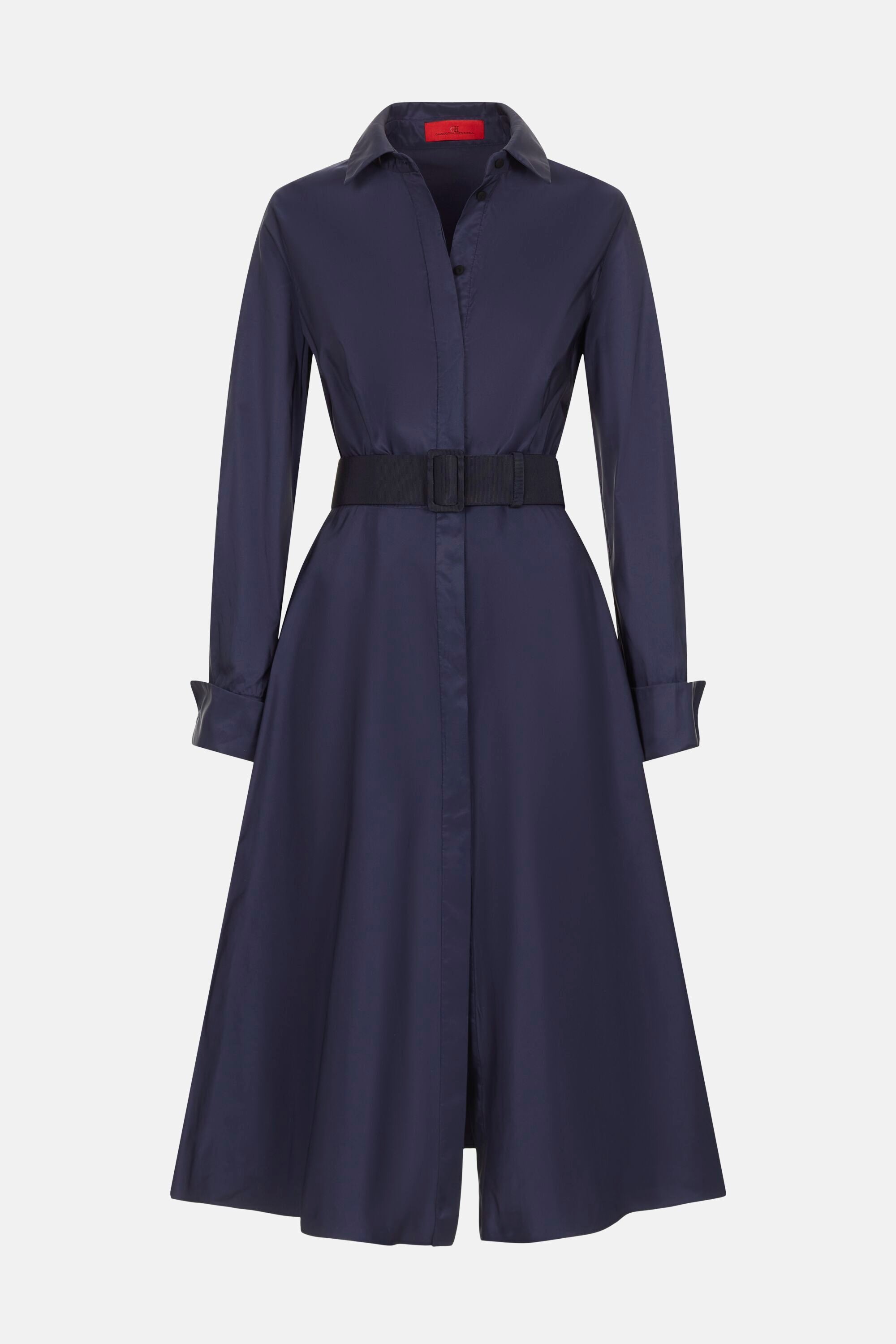 Cufflink-Detailed Taffeta Shirt Dress navy - CH Carolina Herrera
