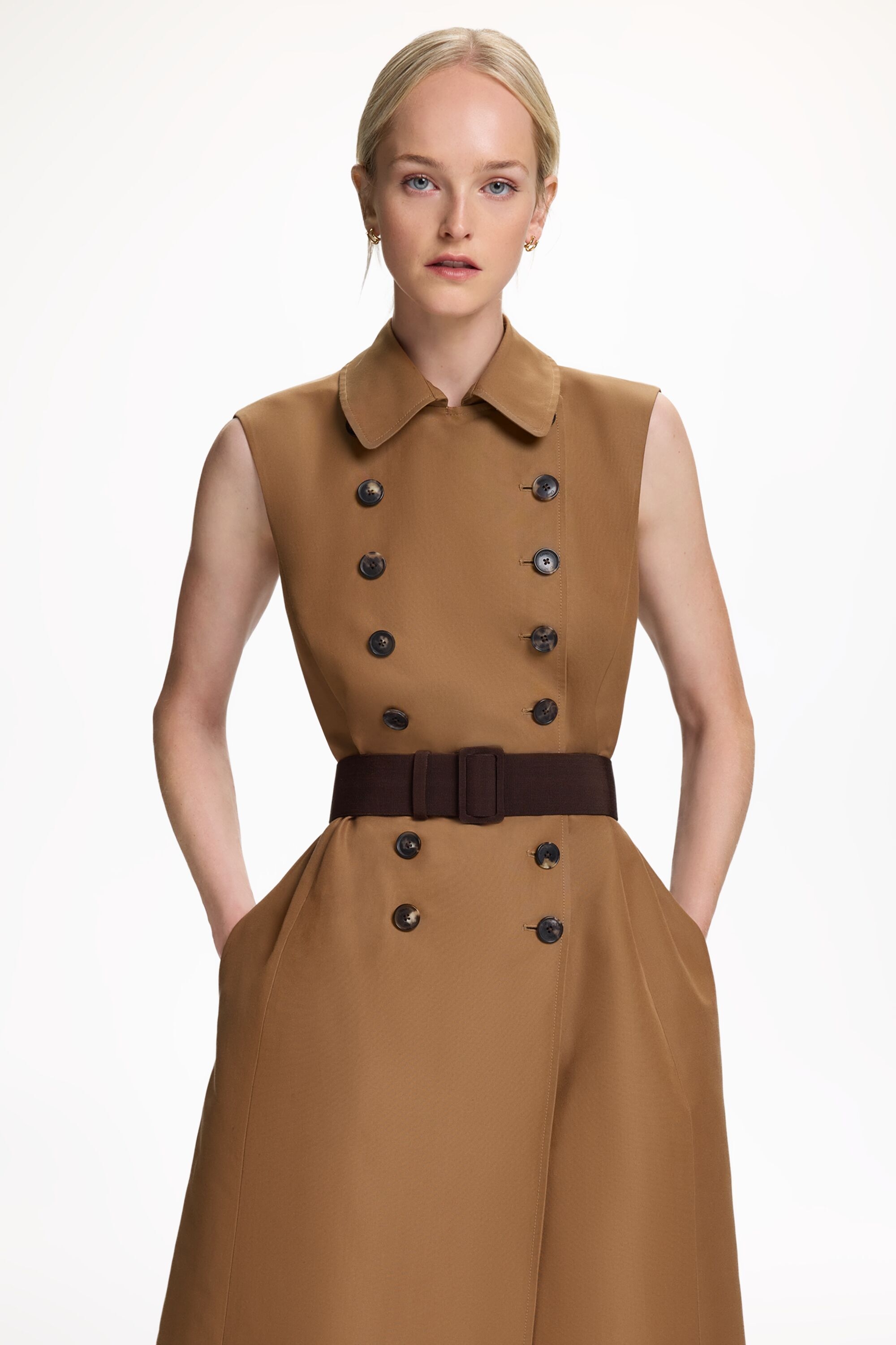 Vestido Camisero de Otomán de Algodón con Botones