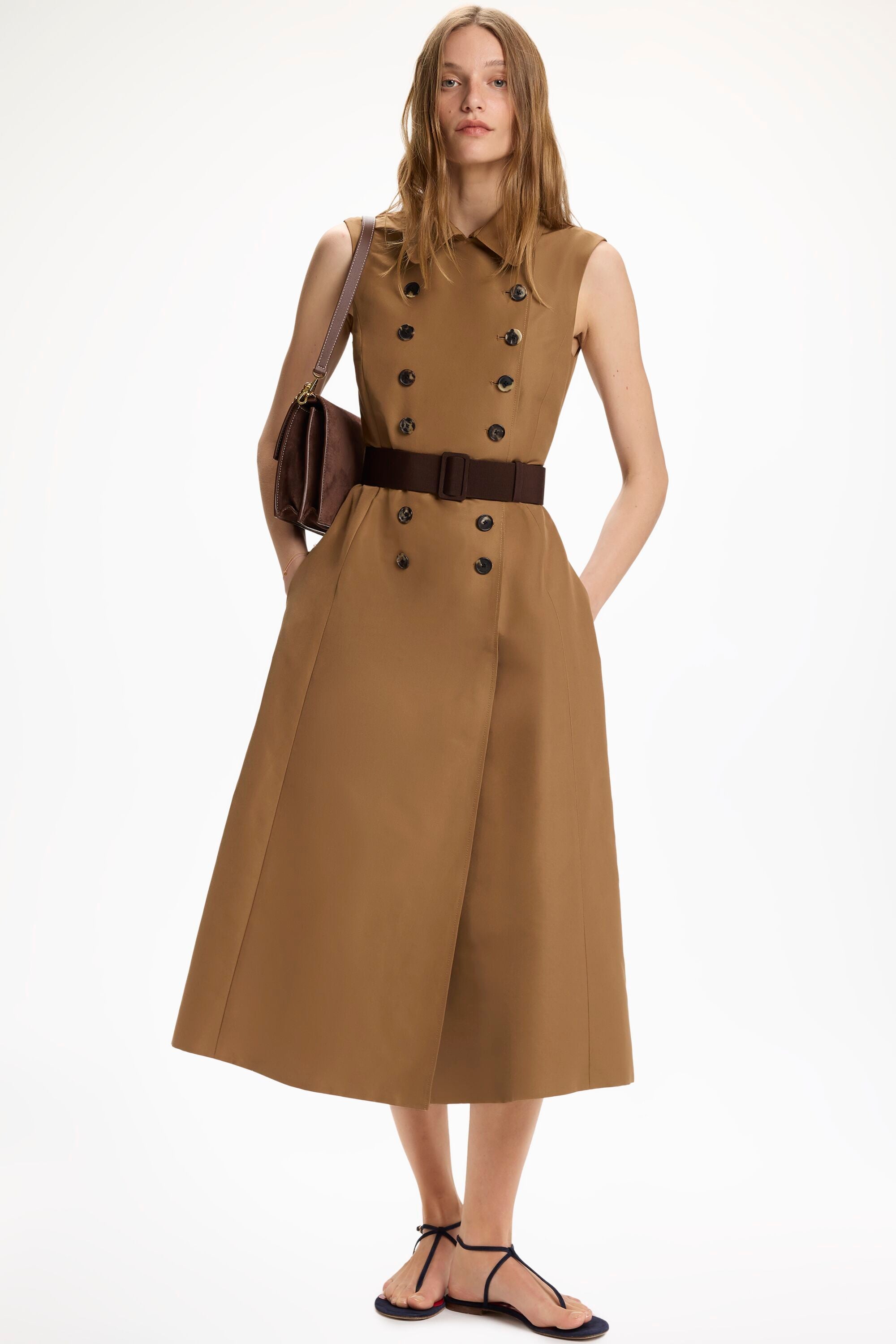 Cotton Ottoman Shirt Dress with Buttons camel - CH Carolina Herrera United  States