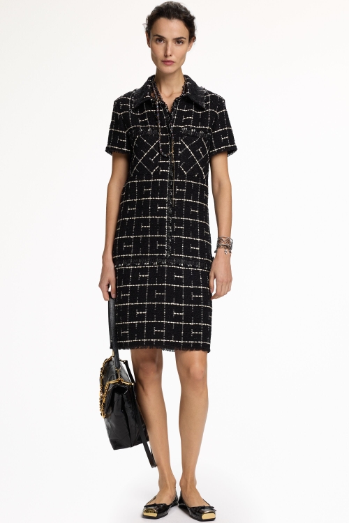 CH2020 TWEED STRAIGHT-FIT SHORT DRESS