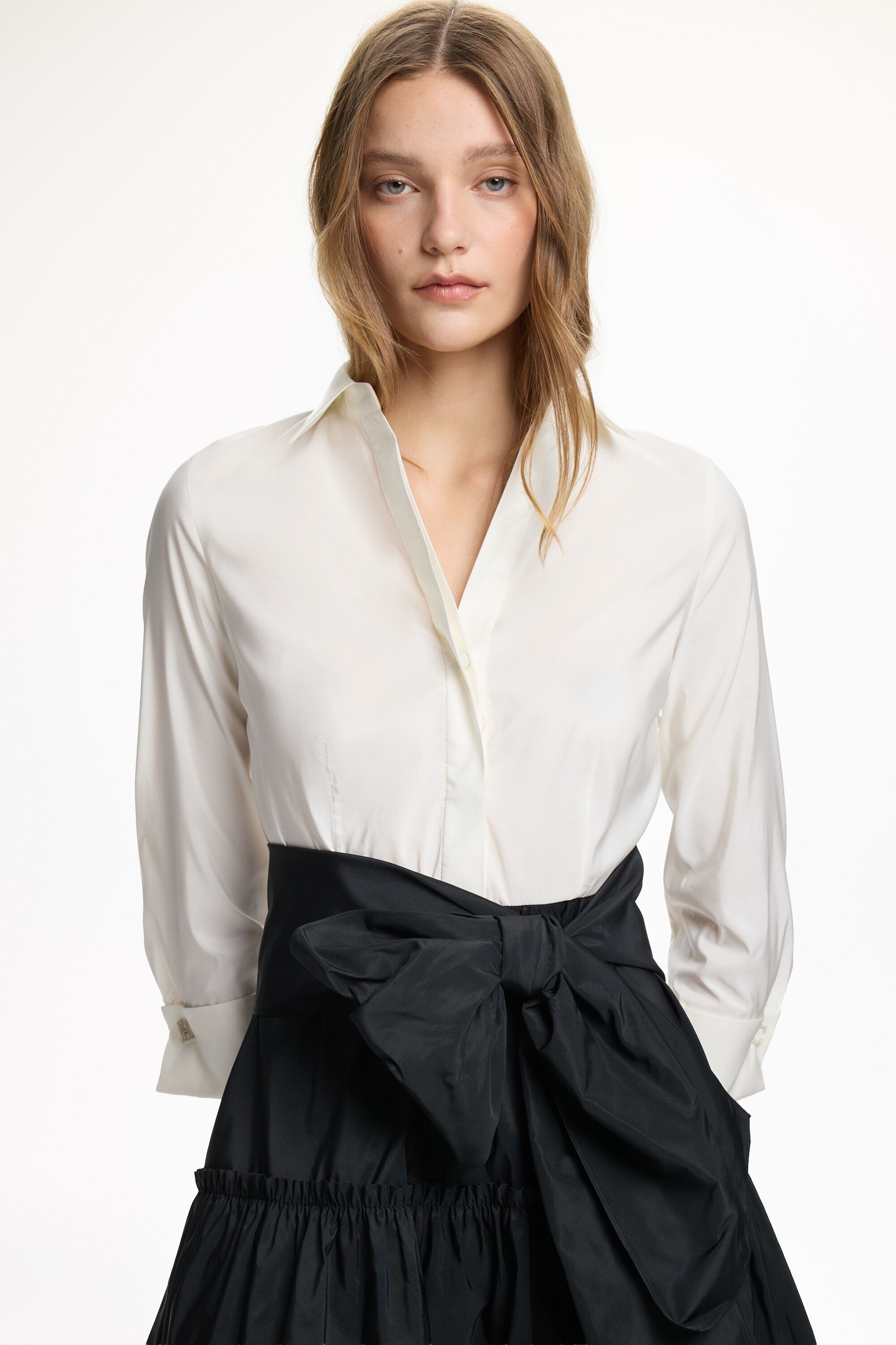 black and white midi shirt dress NARCISS - Black Midi Shirt Dress