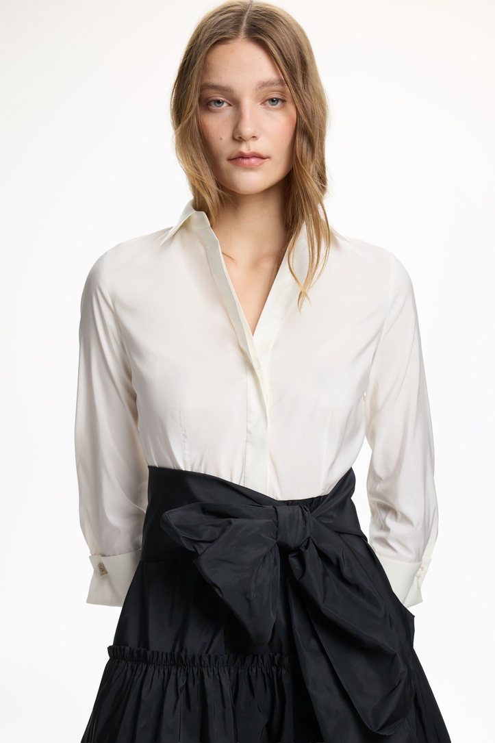Taffeta Midi Shirt Dress