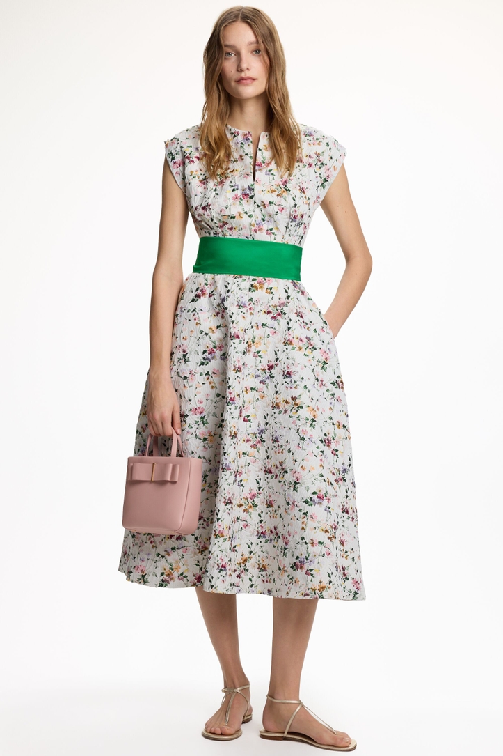 Floral Jacquard Midi Dress