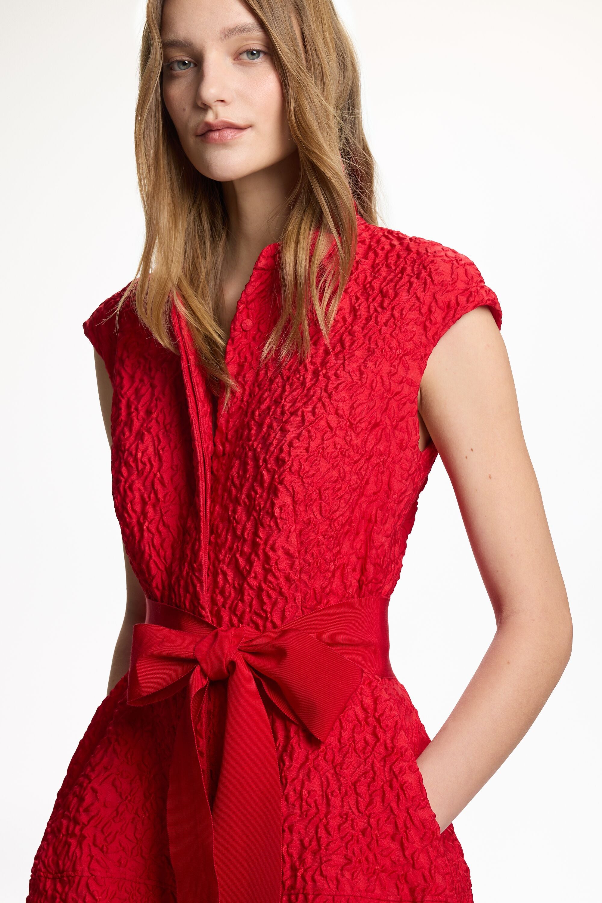 Brocade Long Shirt Dress red - CH Carolina Herrera United States