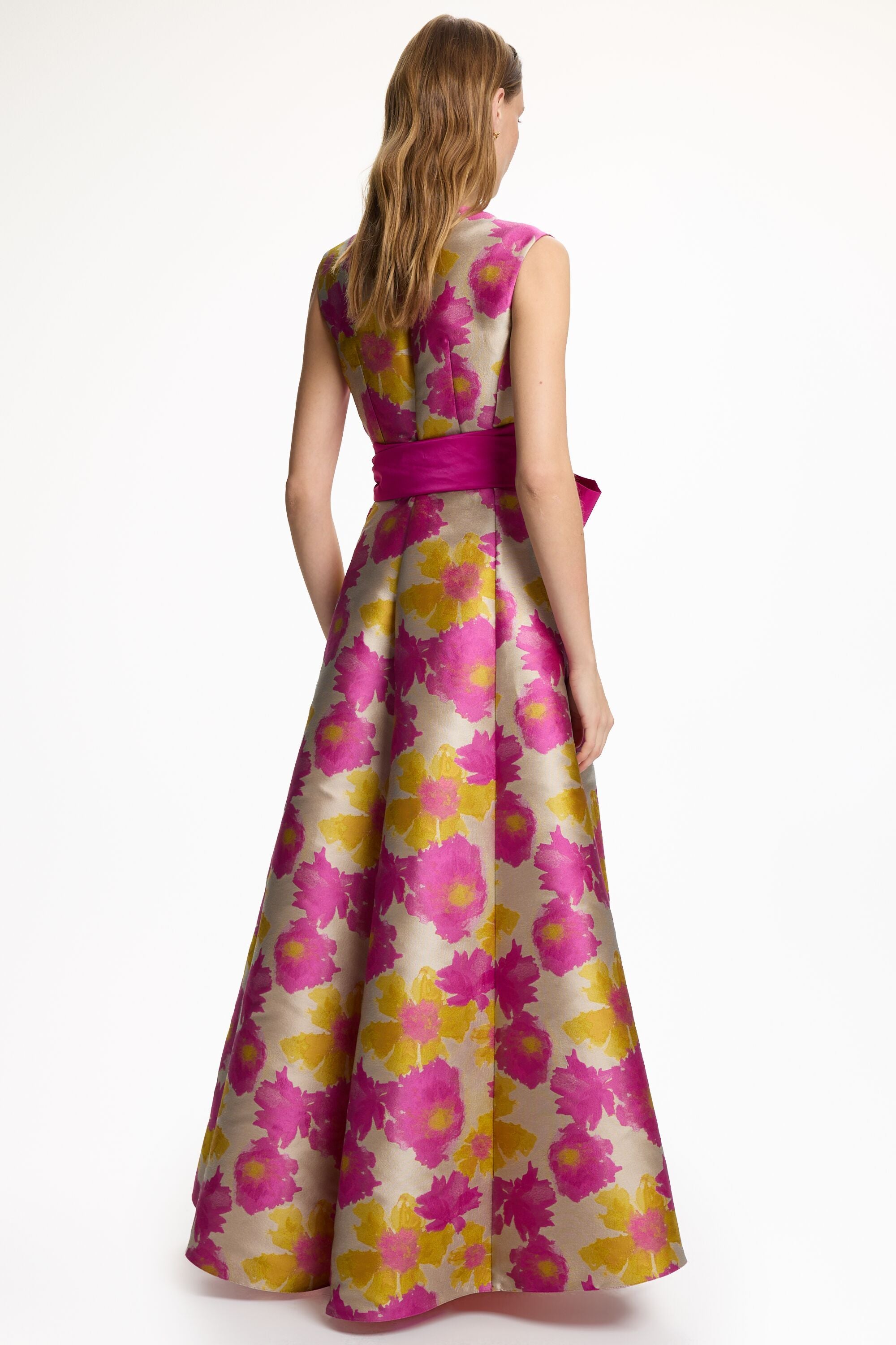 Floral Jacquard Midi Dress yellow/pink - CH Carolina Herrera United States