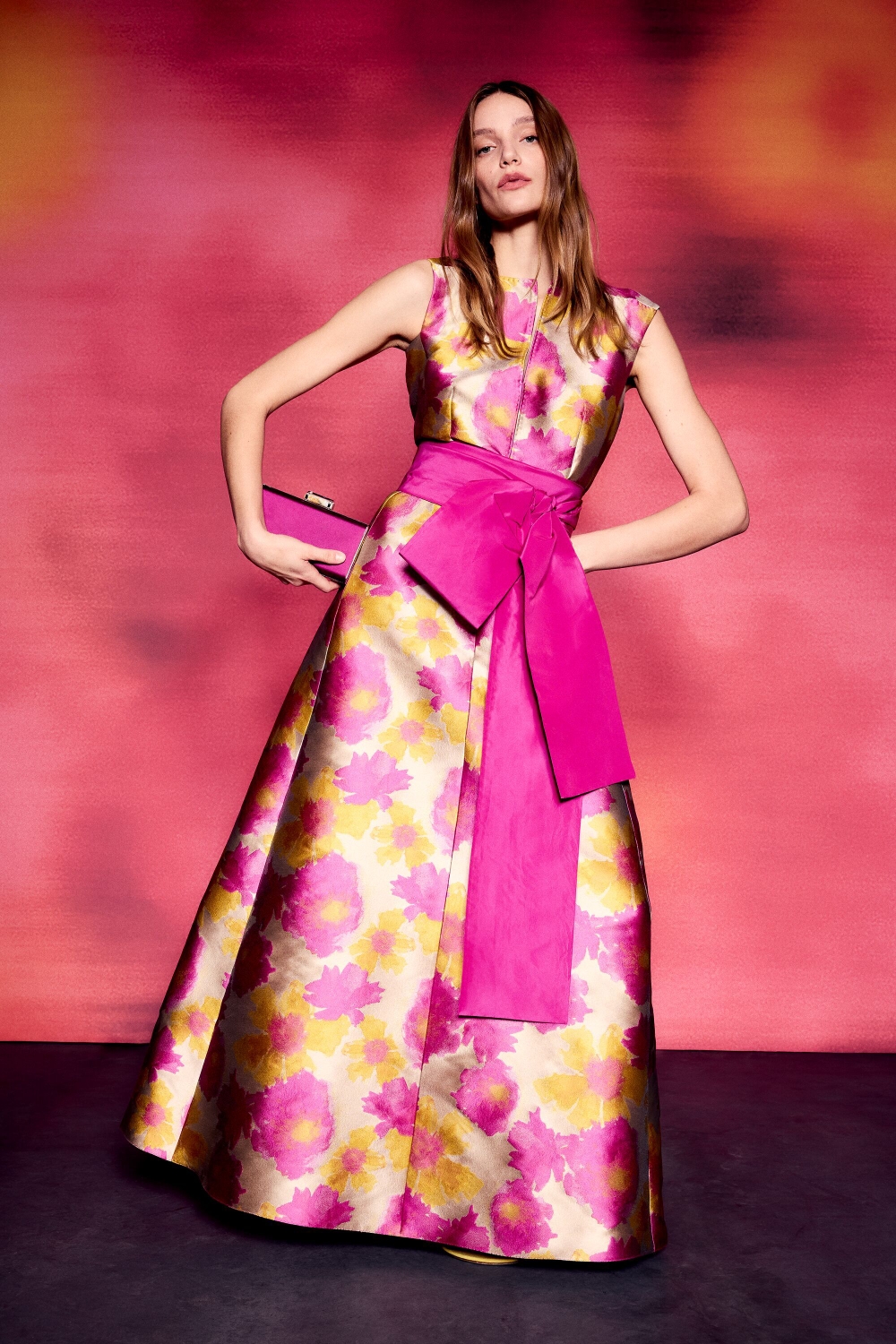 FLORAL JACQUARD MIDI DRESS