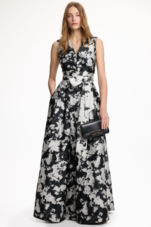 FLORAL JACQUARD LONG DRESS