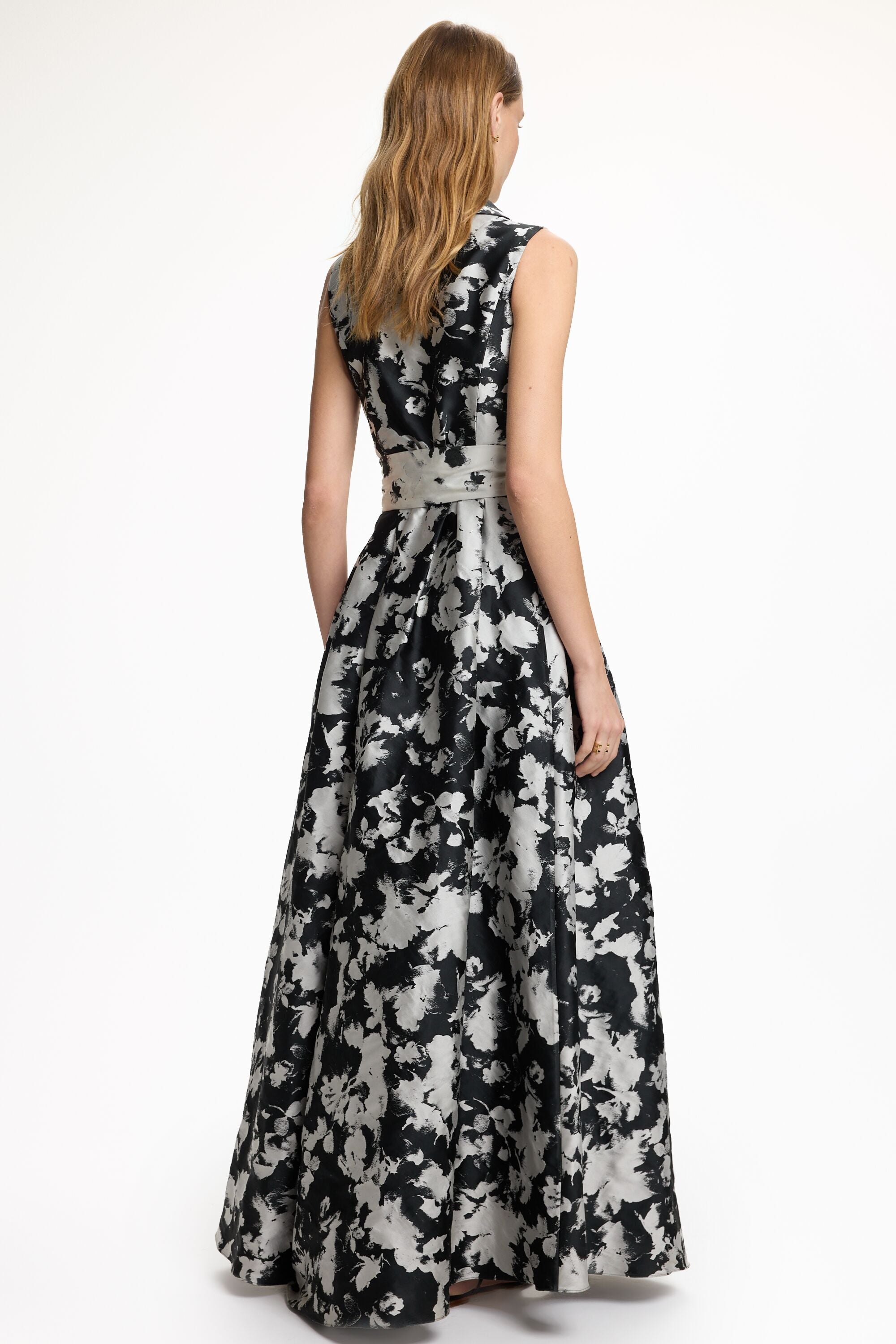 Floral Jacquard Long Dress black/ivory - CH Carolina Herrera United States