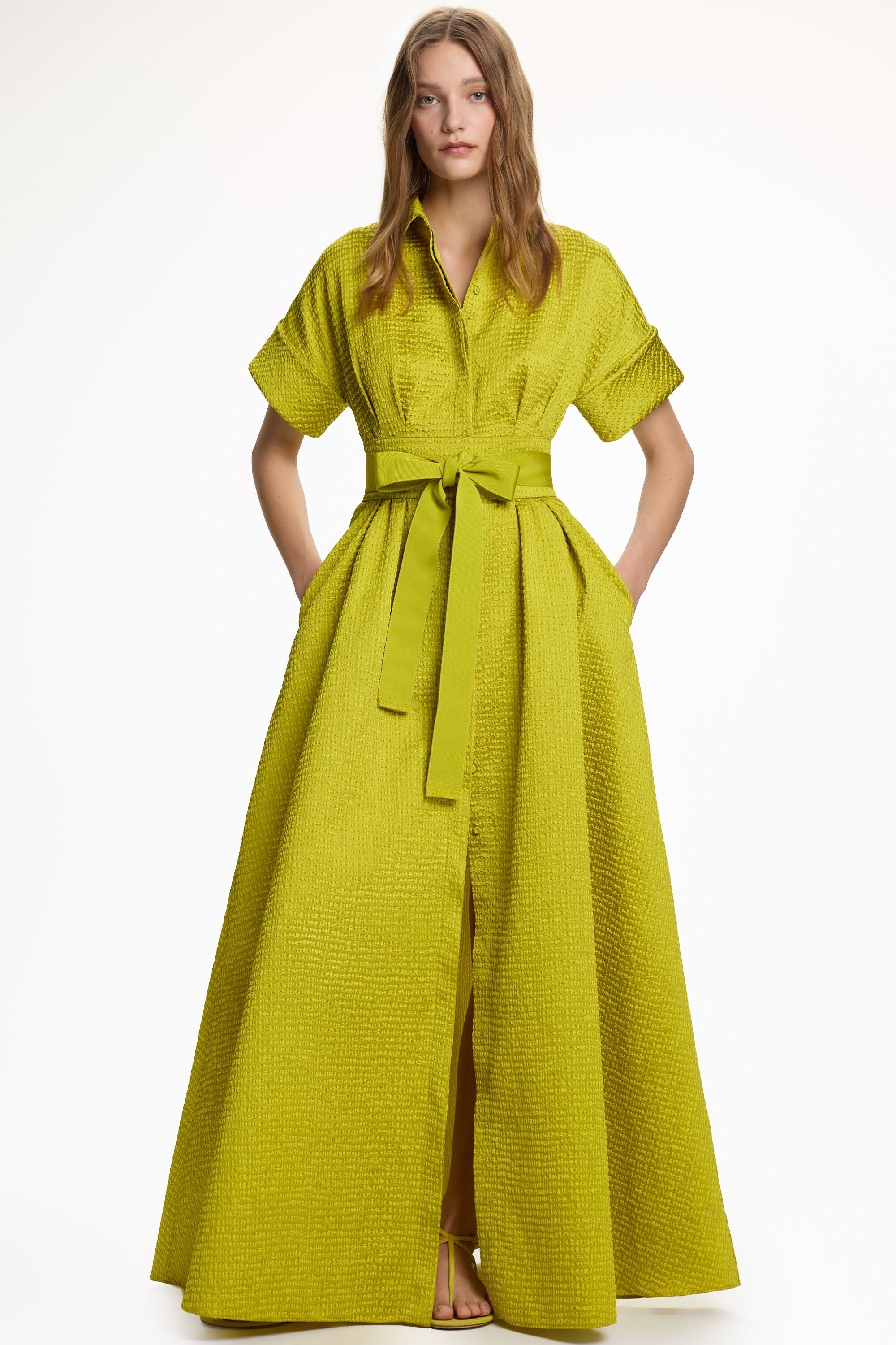 ch designs dress CH Carolina Herrera Pink Printed Cotton Belted Midi Shirt Dress L CH Carolina Herrera