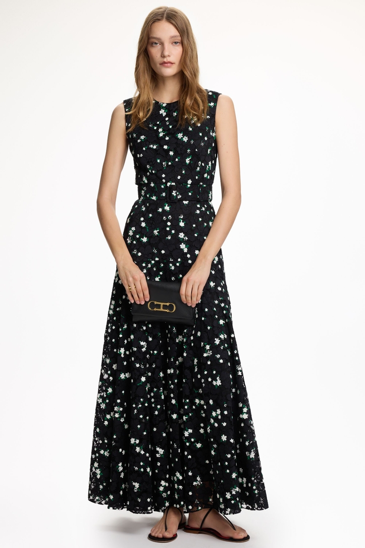 Print Lace Midi Dress