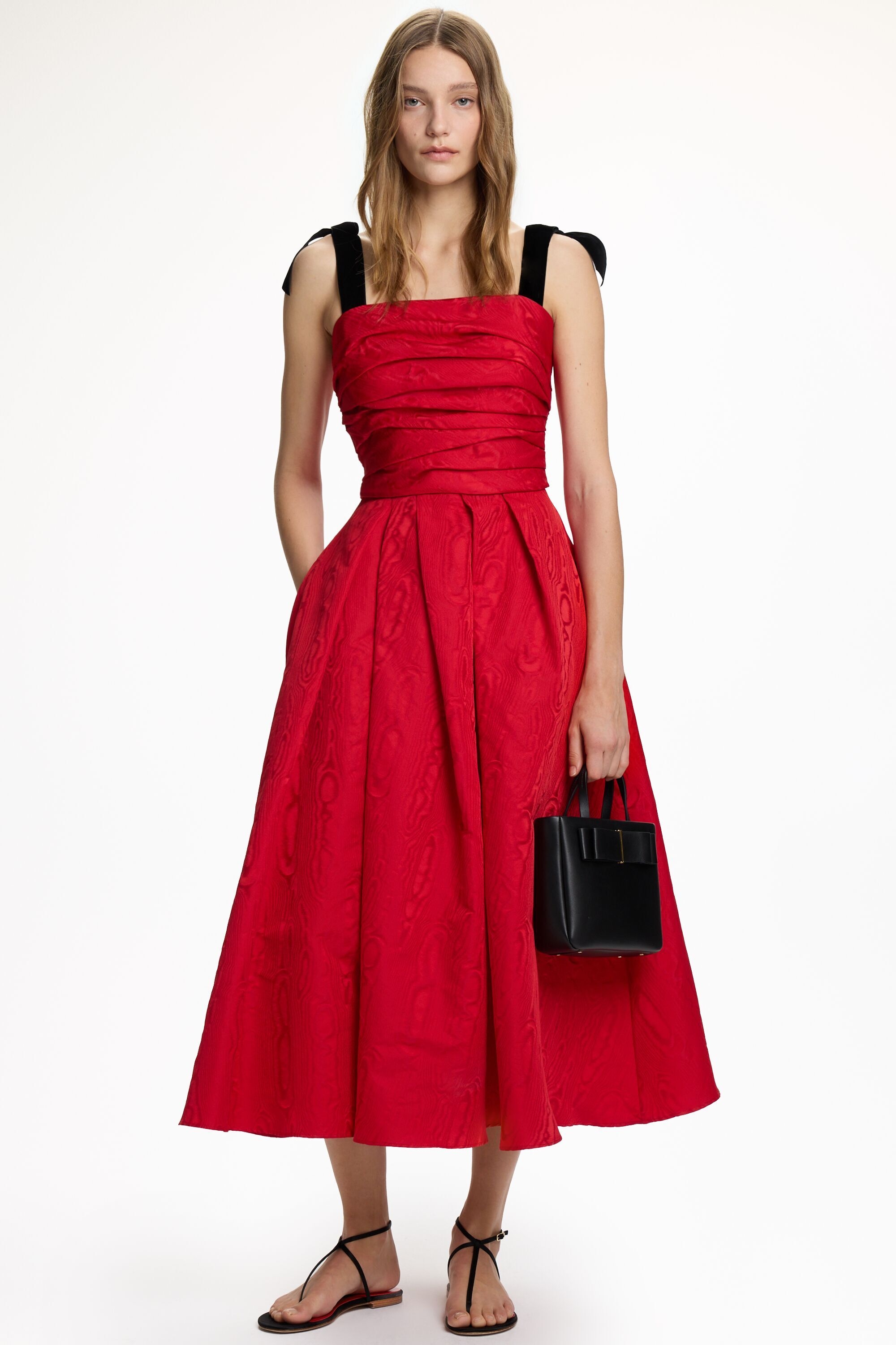 Strappy Moiré Midi Dress