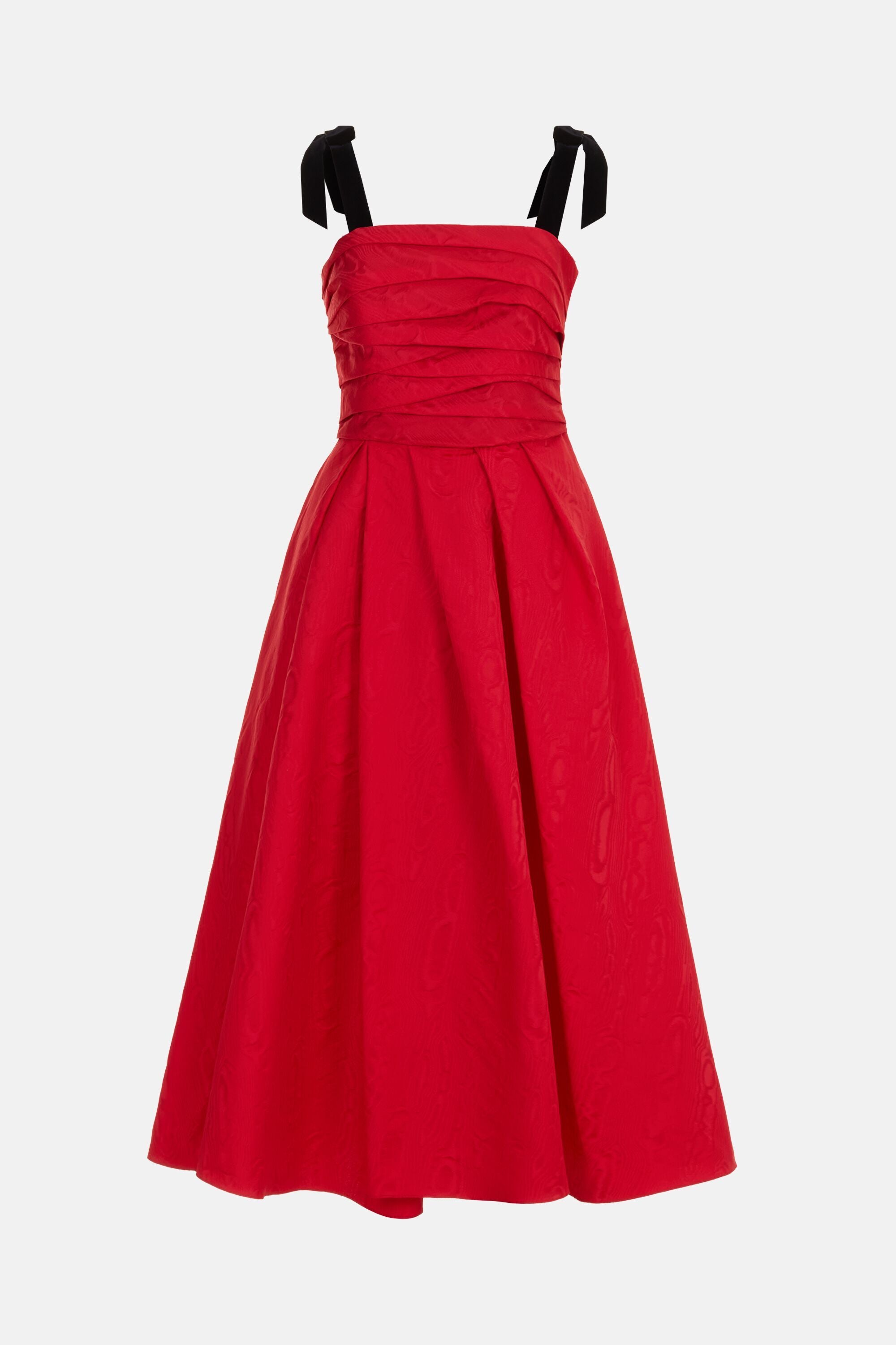 semi formal midi wedding guest dress Red Flash Bardot Dress main image 1