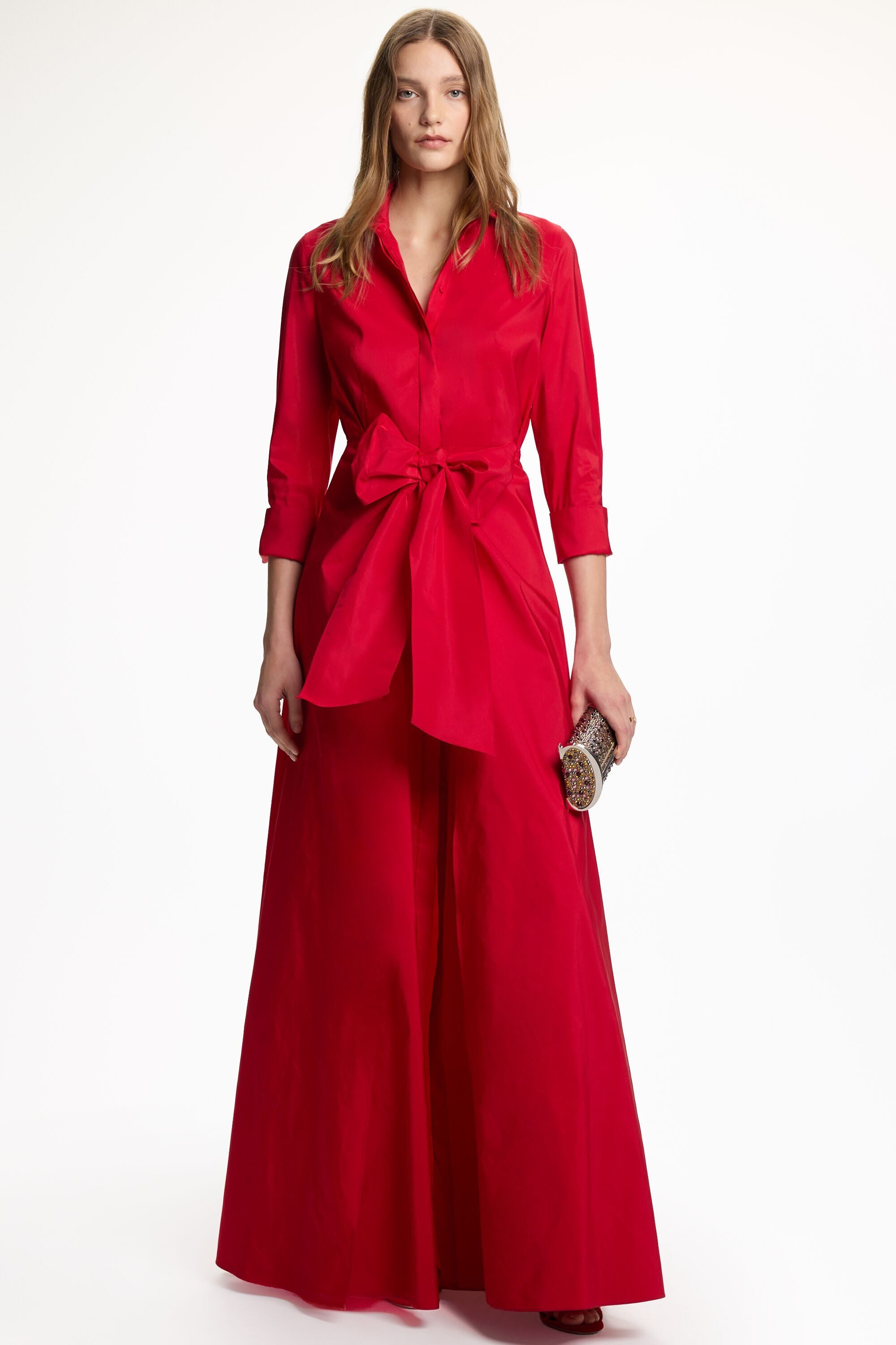 Taffeta Long Shirt Dress red - CH Carolina Herrera United States