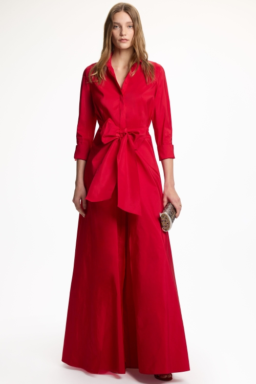 TAFFETA LONG SHIRT DRESS