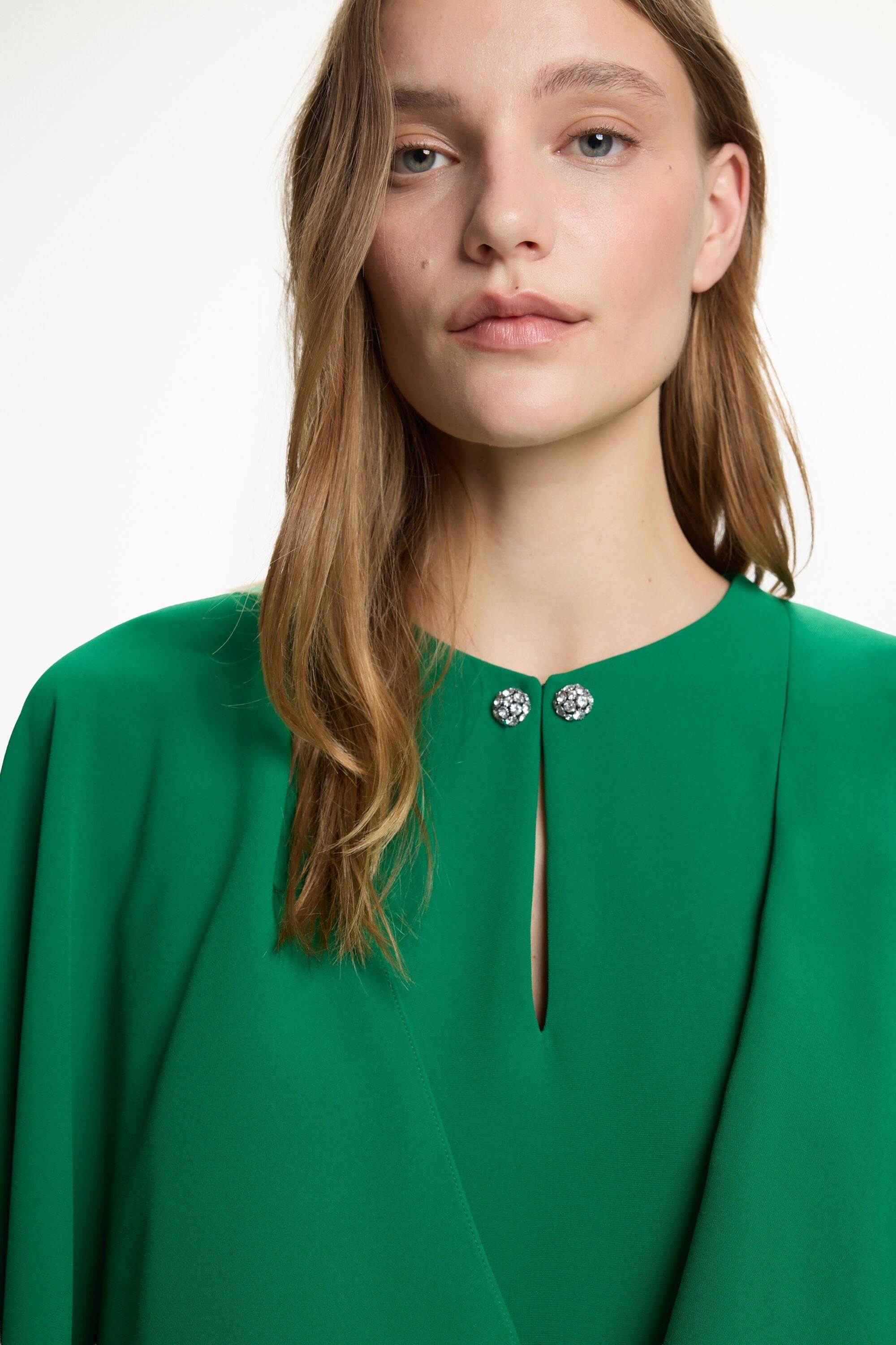 Crep Long Dress with Cape green - CH Carolina Herrera United States