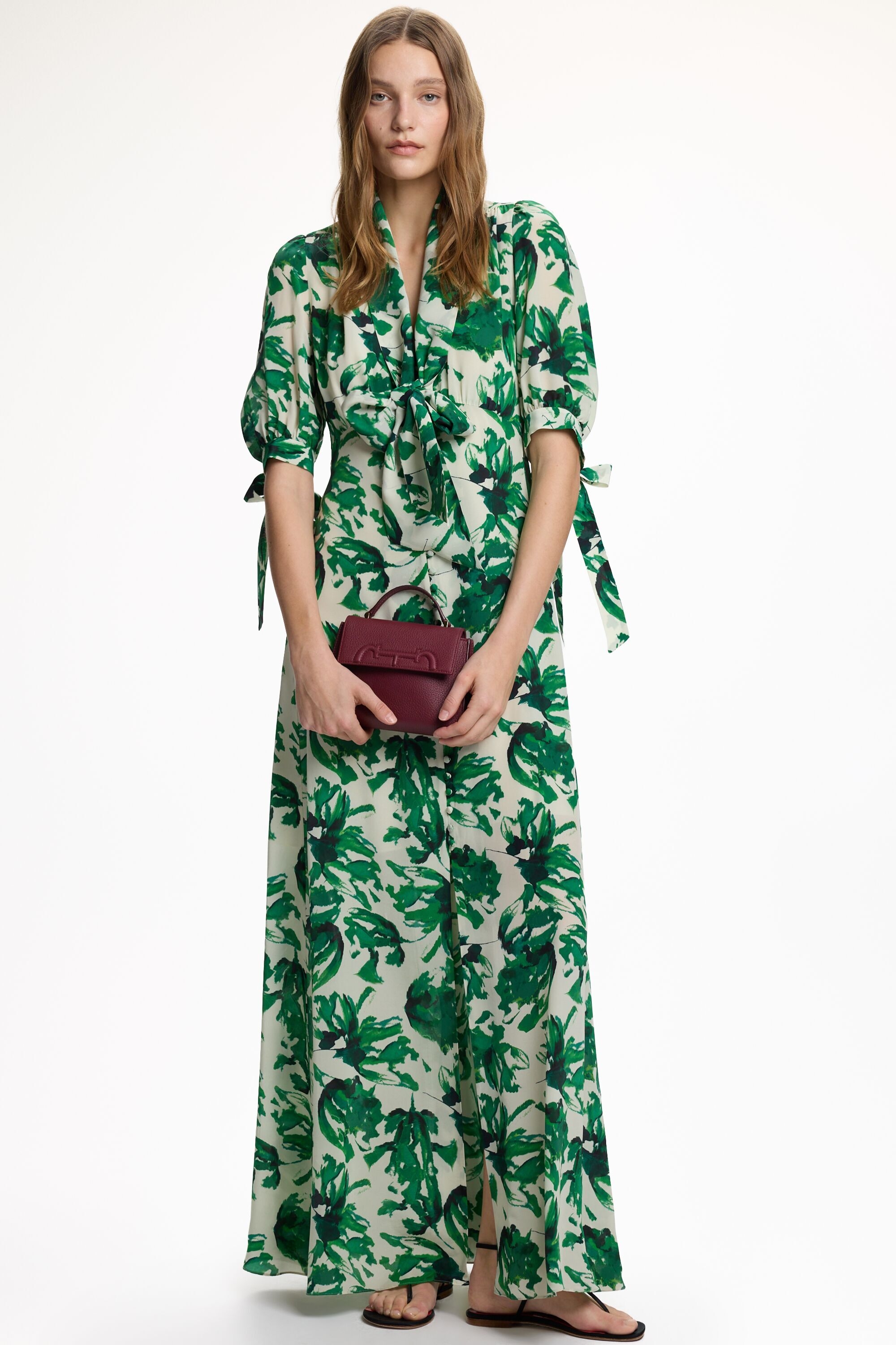 Print Crepé de Chine Long Dress