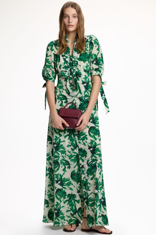 PRINT CREPÉ DE CHINE LONG DRESS