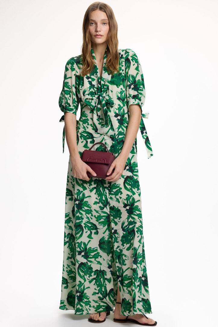 Print Crepé de Chine Long Dress