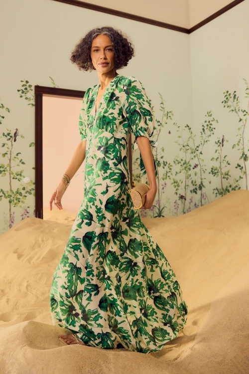 PRINT CREPÉ DE CHINE LONG DRESS