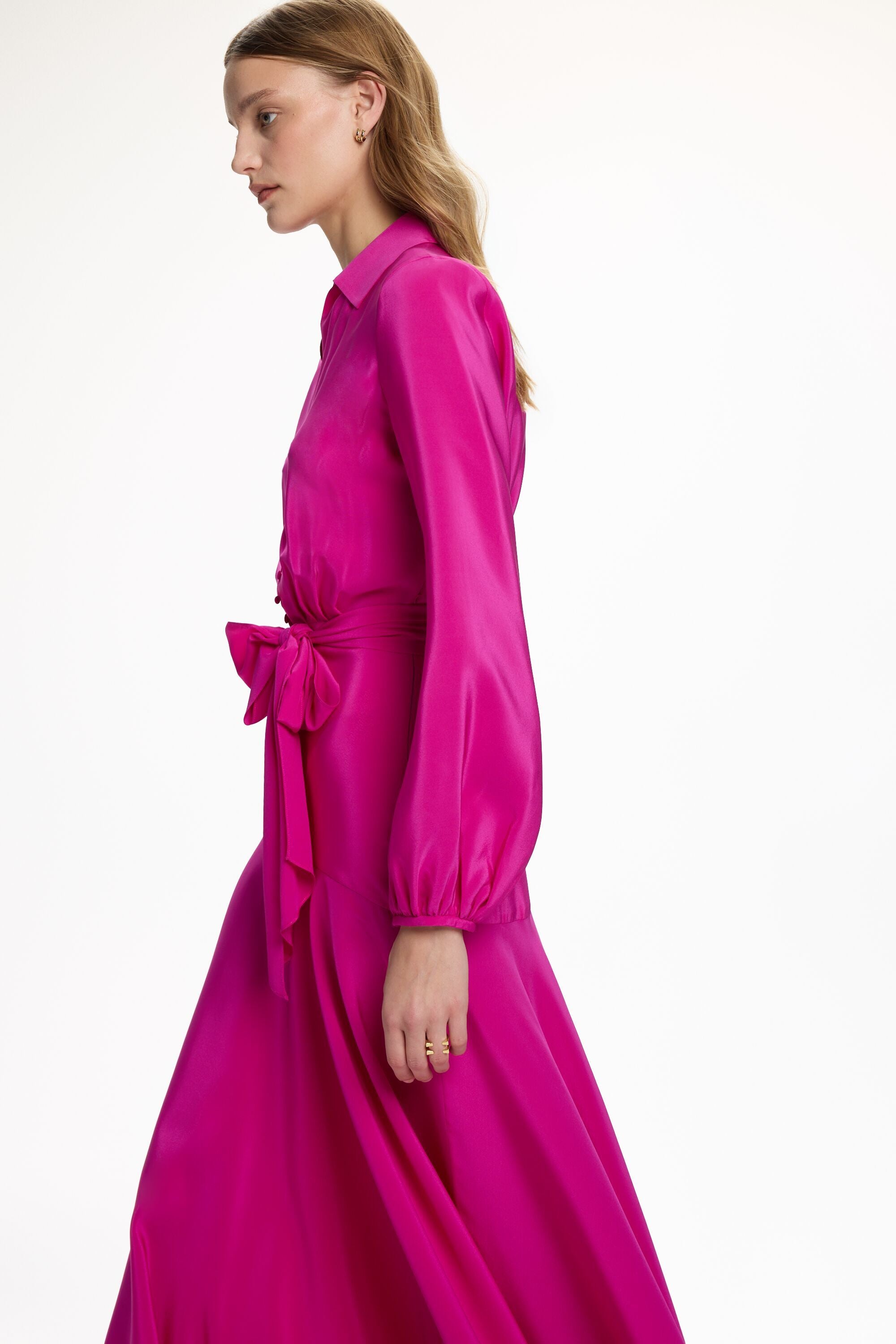 silk crepe de chine dress Bolero Silk Crepe de Chine Dress in Blue