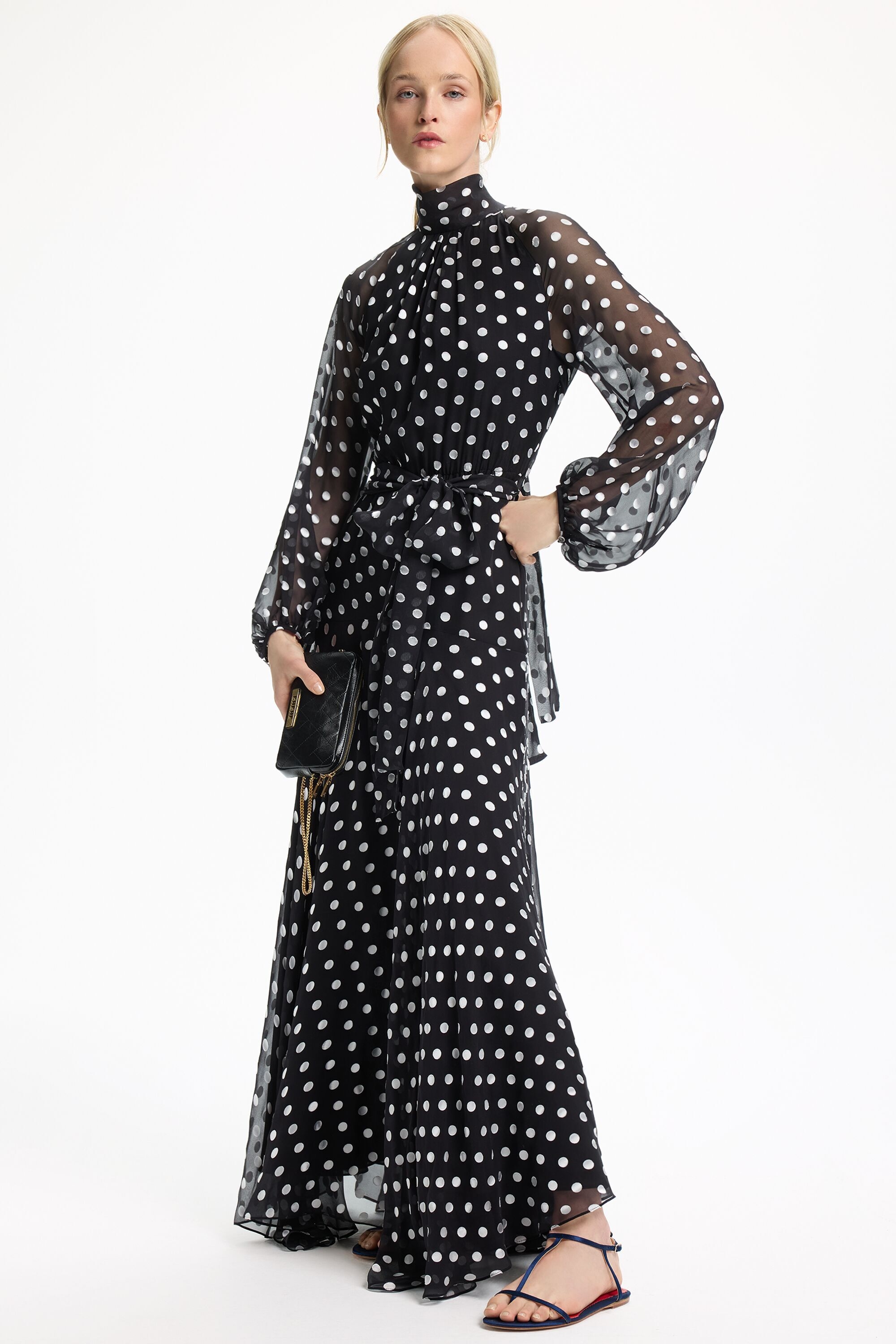 Fil Coupé Long Dress with Polka Dots