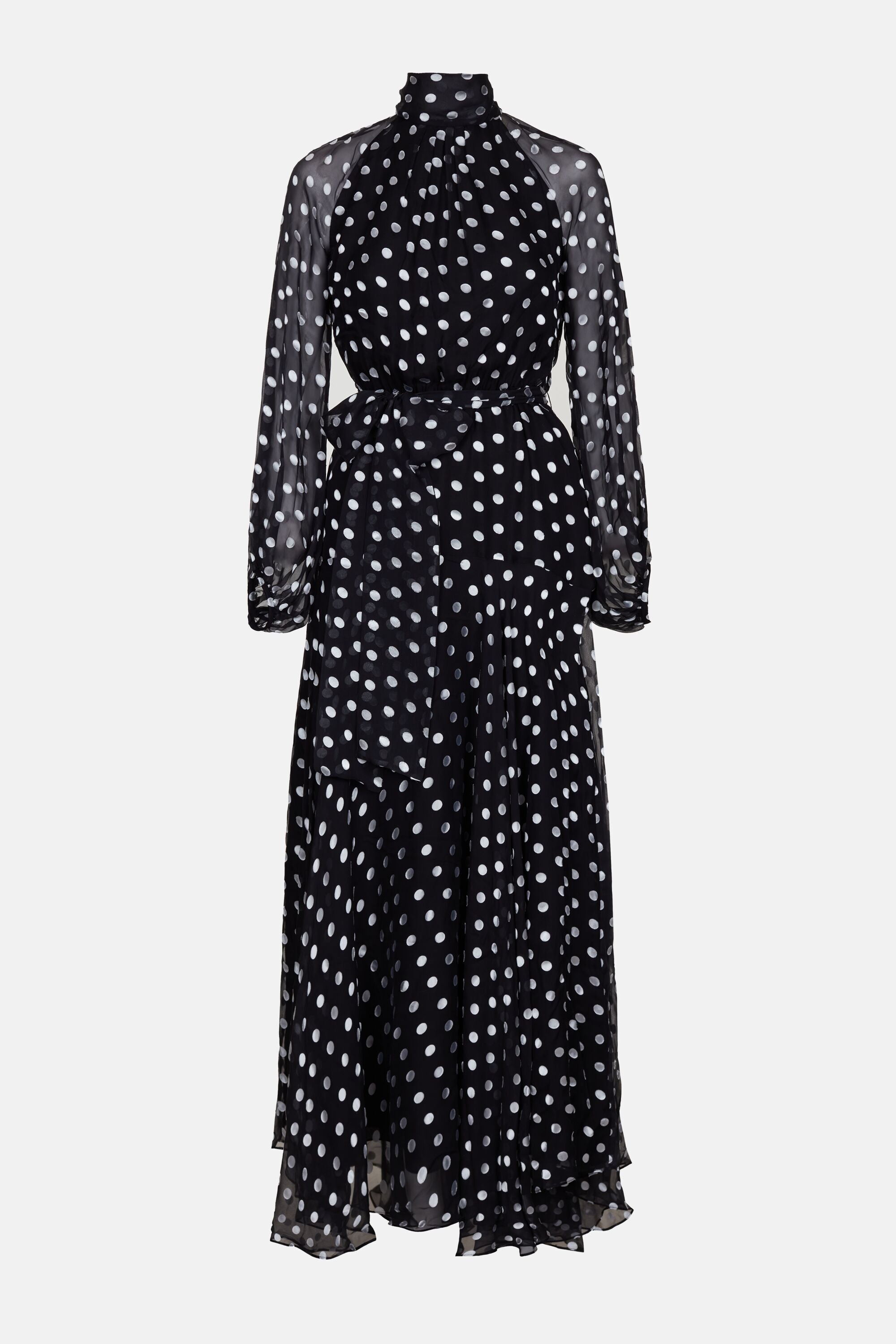 Fil Coup Long Dress with Polka Dots black/ivory - CH Carolina Herrera  United States