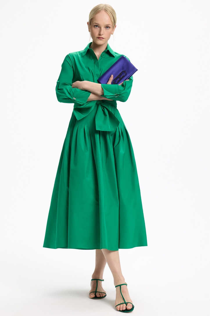 Taffeta Midi Shirt Dress
