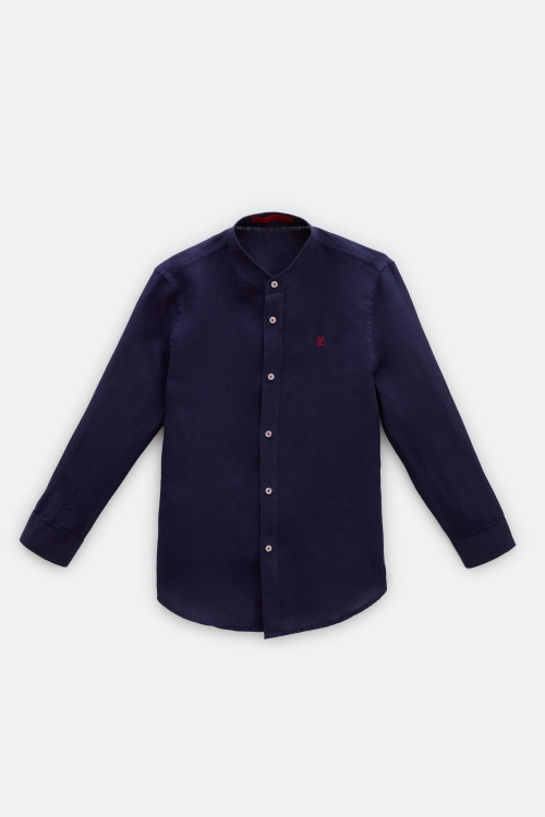 LINEN SHIRT WITH MANDARIN COLLAR