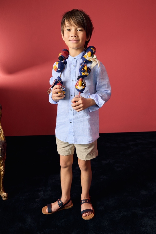 LINEN SHIRT WITH MANDARIN COLLAR