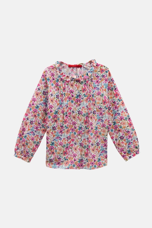 PRINT COTTON A-LINE BLOUSE