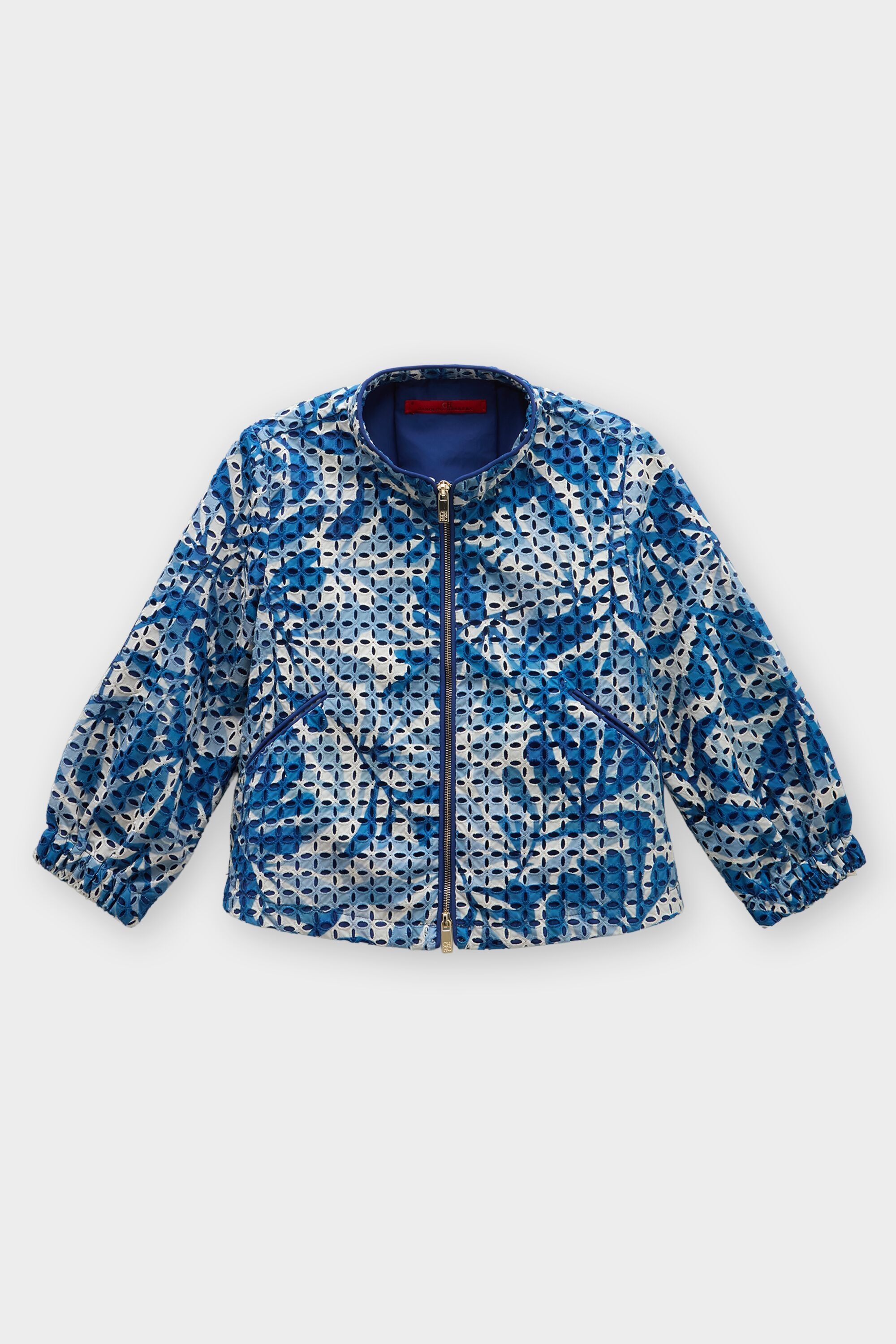 Seaflora Print Cut-Out Embroidered Nylon Jacket