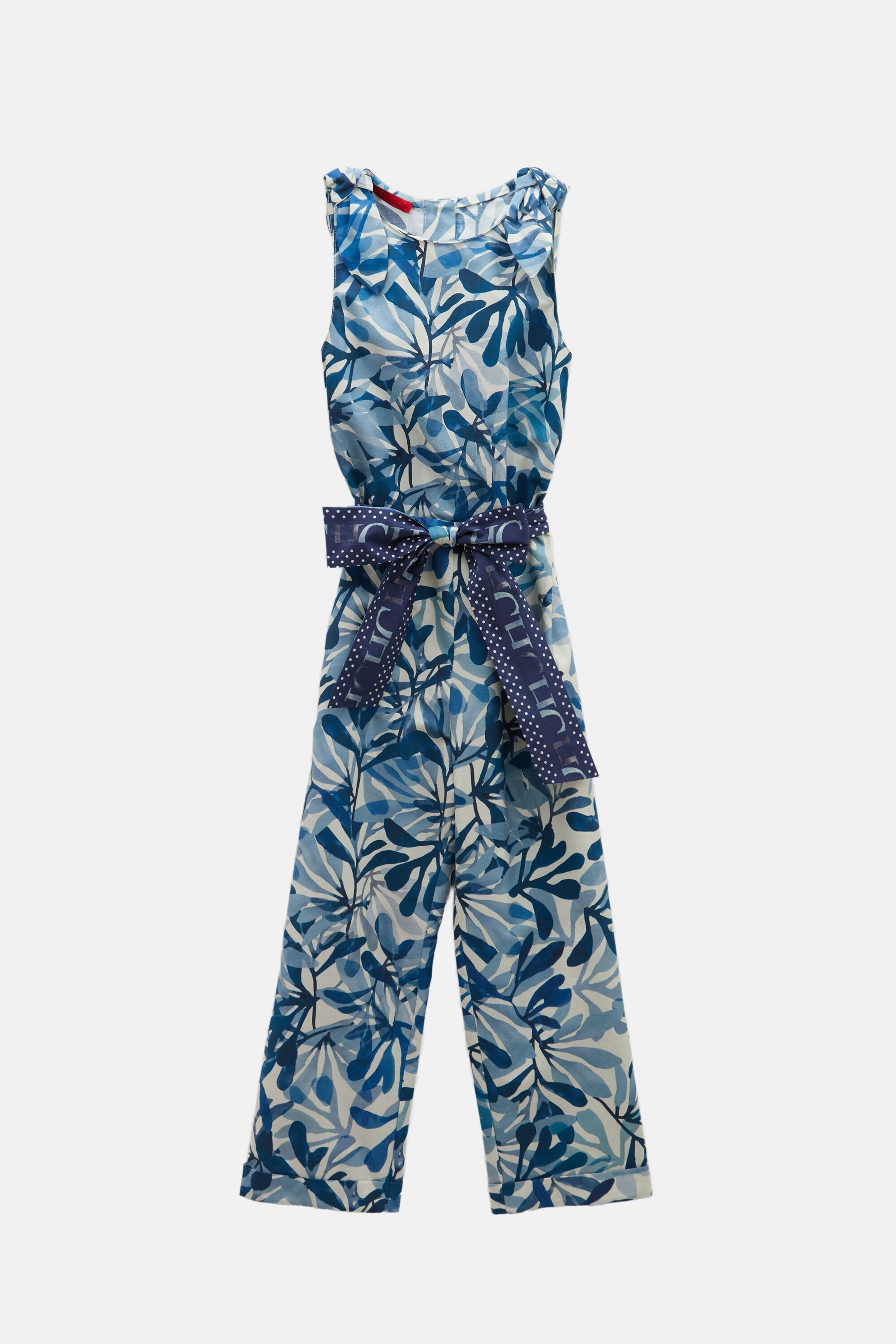 Seaflora Print Poplin Long Jumpsuit