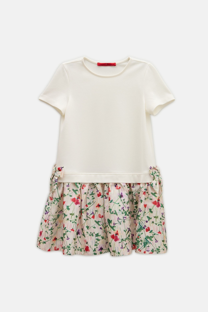 Knit and Print Twill A-Line Dress