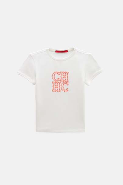CH T-Shirt with Jasmine Embroidery - IVORY