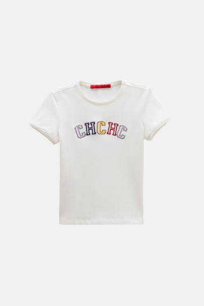 Camiseta CH con Crochet - IVORY