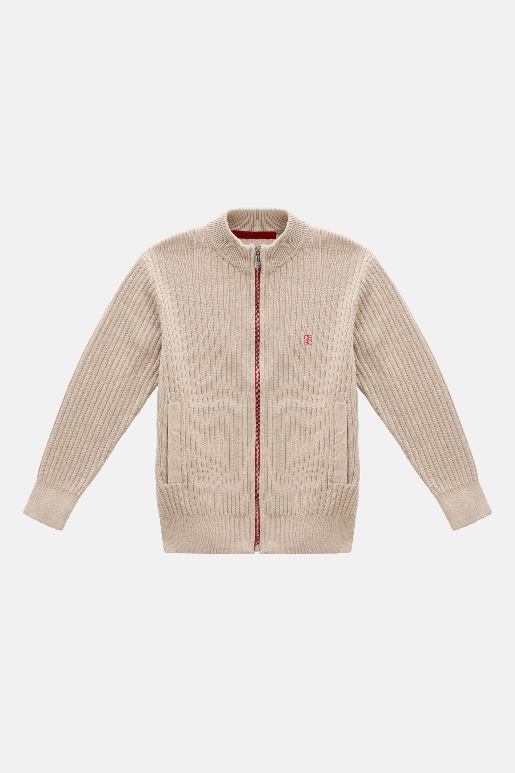 Stand Collar Cotton Cardigan