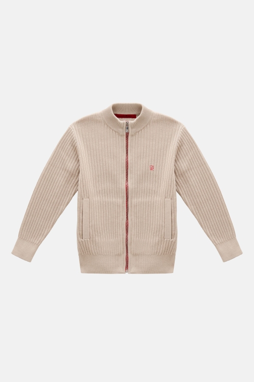 STAND COLLAR COTTON CARDIGAN